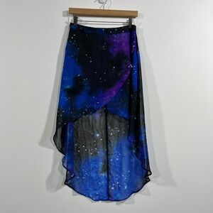 Forever21 Y2K Galaxy Midi Skirt Women Medium Sheer Festival Celestial Whimsigoth